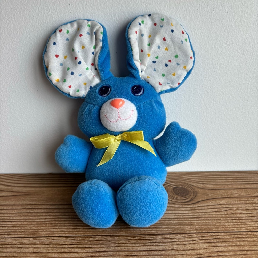Vintage 1991 Shelcore Plush Stuffed "Crinkly Pets" Blue Baby Mouse Rattle